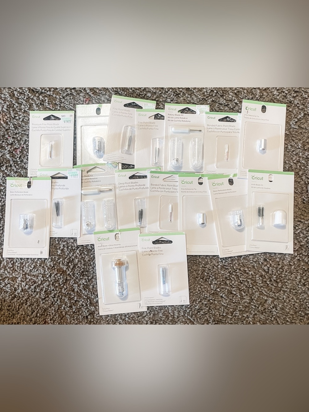 Cricut Replacement Blades & Tips in Silver and White Packaging